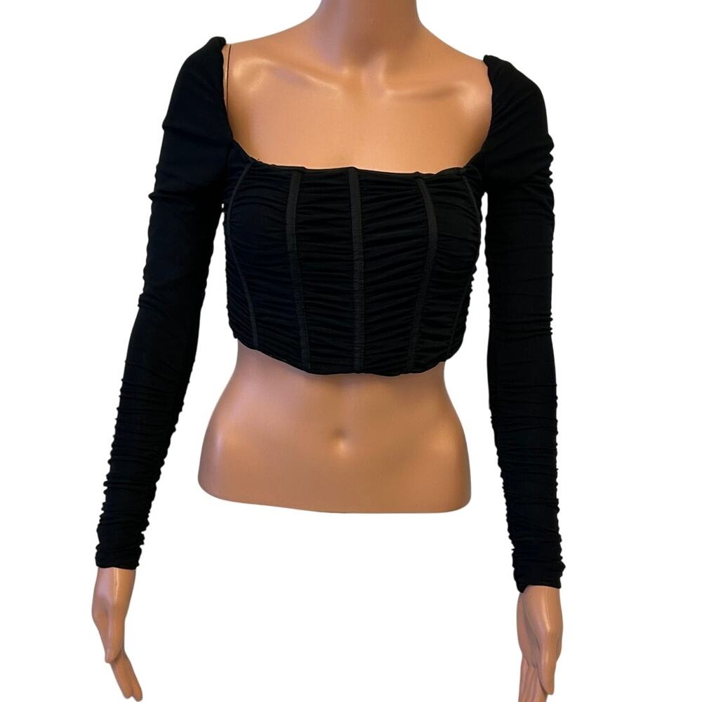 NWT Madida Remi long sleeve Black corset top womens size small